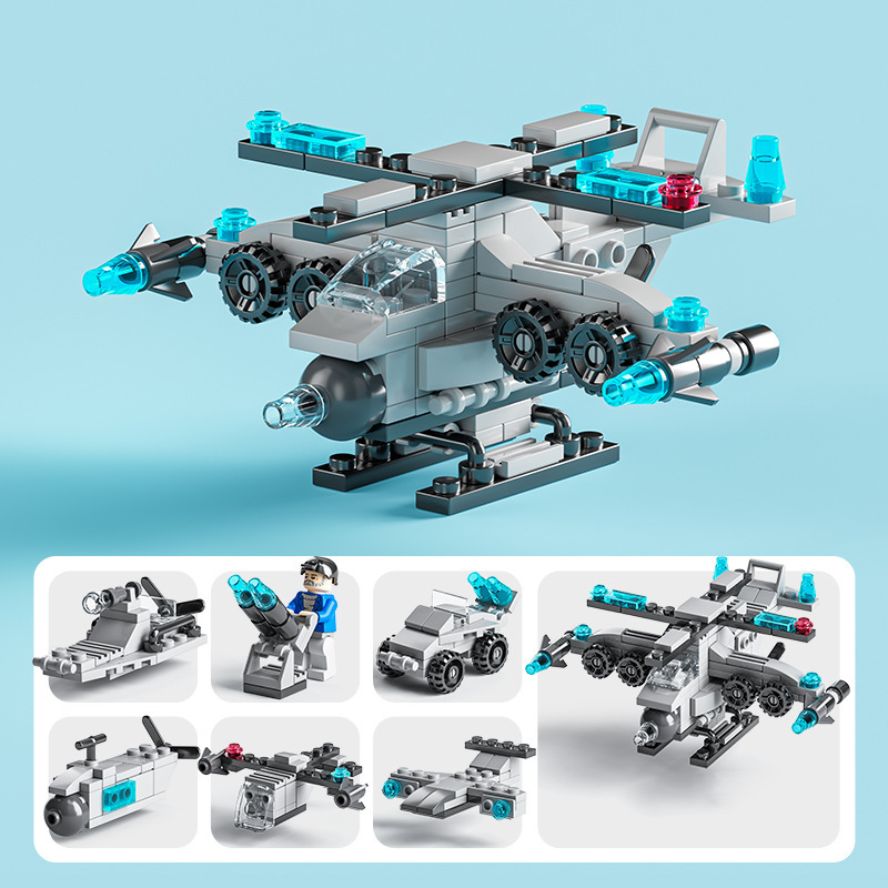 Assemble toy blocks into a spacecraft, rocket or aircraft carrier