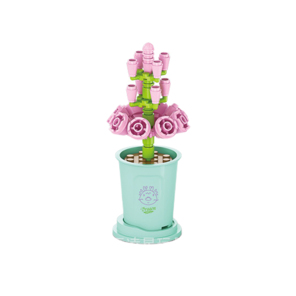 Children's DIY puzzle class assembled building blocks potted plant simulation bouquet small particles
