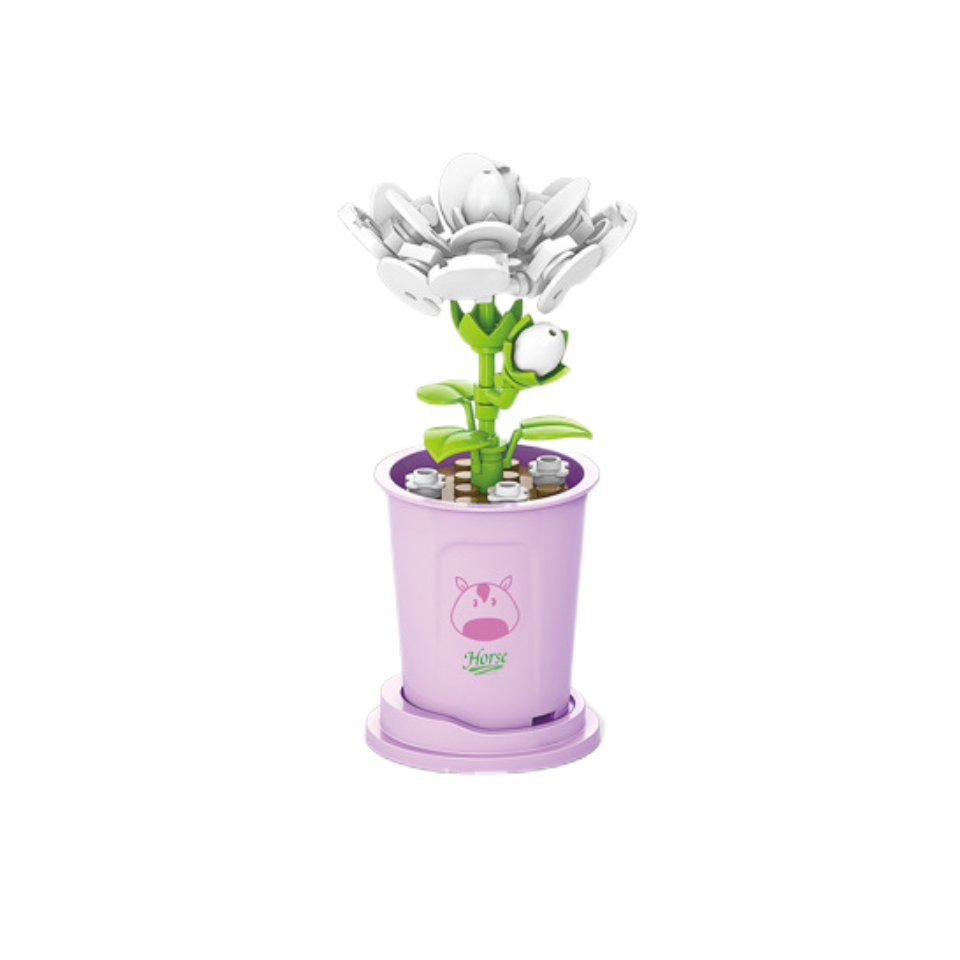 Children's DIY puzzle class assembled building blocks potted plant simulation bouquet small particles