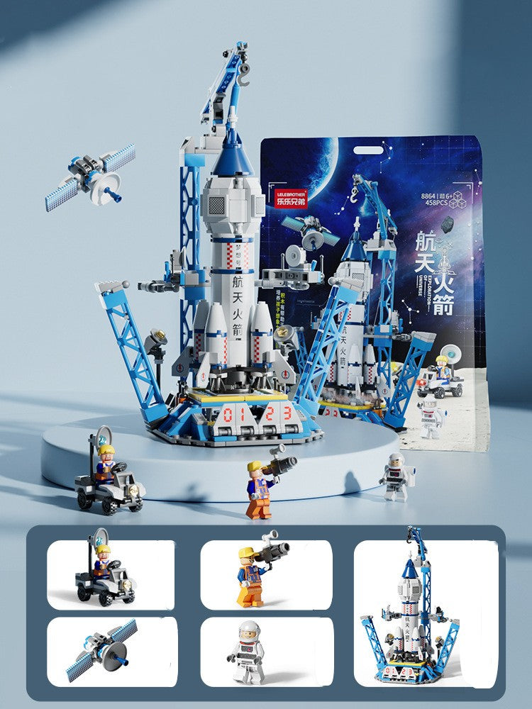 Assemble toy blocks into a spacecraft, rocket or aircraft carrier