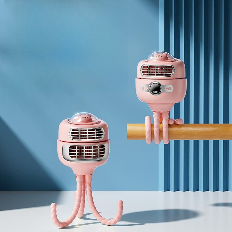 Octopus Baby Stroller Fan - Mini Portable Clip-on USB Rechargeable Fan with Oscillation