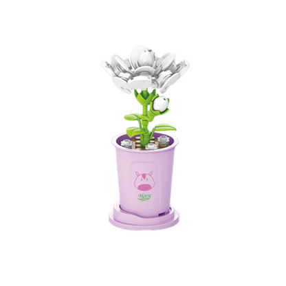 Children's DIY puzzle class assembled building blocks potted plant simulation bouquet small particles