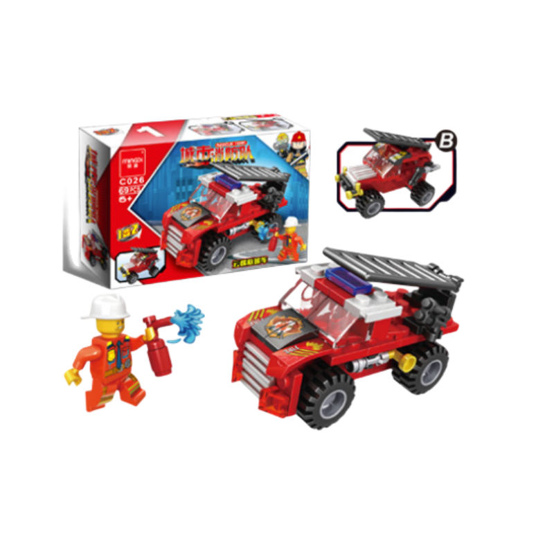 City Fire Brigade DIY Small Particles Assembled Children's Educational Building Block Toys